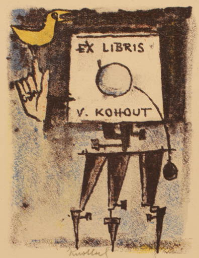 Exlibris by Karel Oberthor from Czech Republic for Vladislav Kohout - Photography Bird Hand(s) 