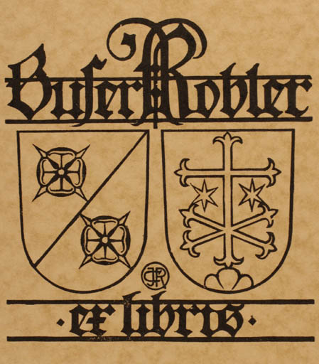 Exlibris by Claude Jeanneret from Schwitzerland for Jacques Buser Kobler - Heraldry 