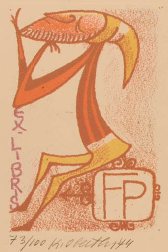 Exlibris by Karel Oberthor from Czech Republic for ? F.P. - Man 