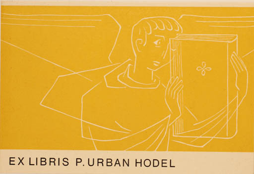 Exlibris by P. Karl Sladler from Schwitzerland for Pater Urban Hodel - Book Angel 