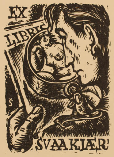 Exlibris by Hugo Silbersky from Czechoslovakia for Svend Aage Kjær - Man 