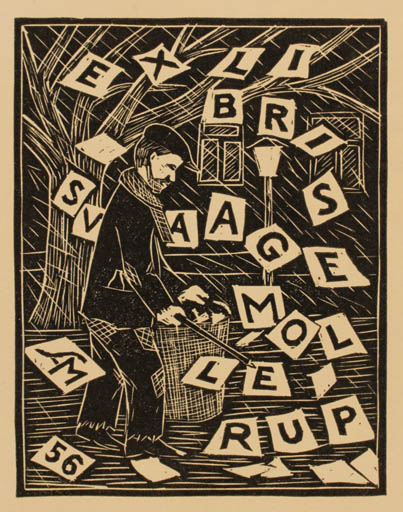 Exlibris by Svend Aage Mollerup from Denmark for Svend Aage Mollerup - Man Text/Writing 