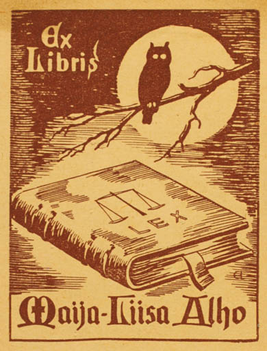 Exlibris by ? ? from Finland for Maija- Liisa Alho - Book Owl 