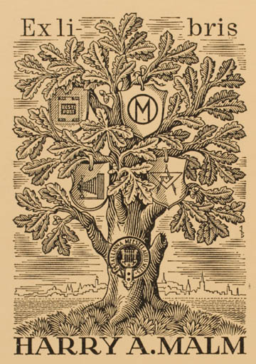 Exlibris by Harry A. Malm from Estonia for Harry A. Malm - Tree 