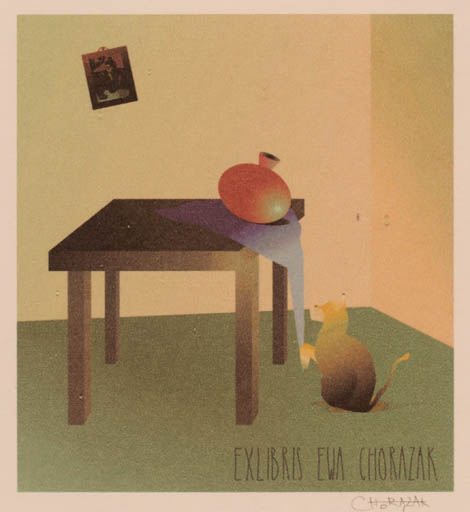 Exlibris by Ewa Chorazak from Poland for Ewa Chorazak - Interior Cat 