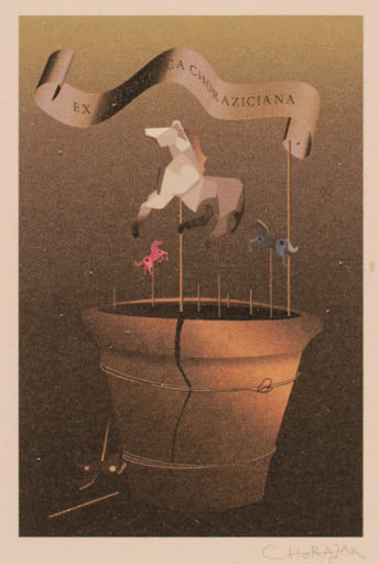 Exlibris by Ewa Chorazak from Poland for ? Choraziciana - Horse 