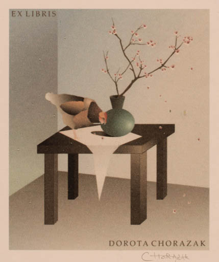 Exlibris by Ewa Chorazak from Poland for Dorota Chorazak - Interior Bird 