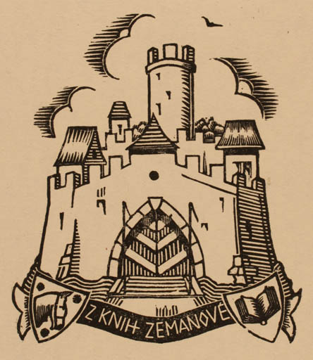 Exlibris by Karel Kinsky from Czechoslovakia for ? Zemanové - Castle/Palace 