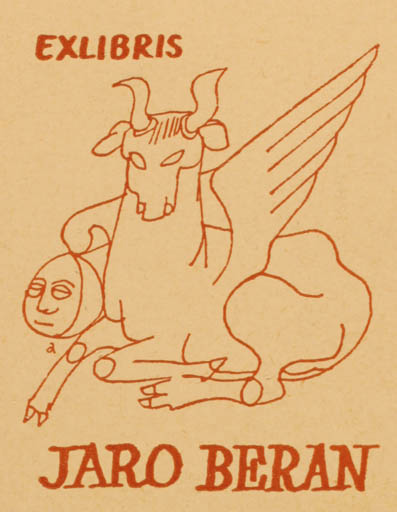 Exlibris by Alex Beran from Czechoslovakia for Jaro Beran - Fable Animal 