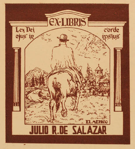 Exlibris by ? ? from Spain for Julio R. De Salazar - Horse Horseman/Rider 