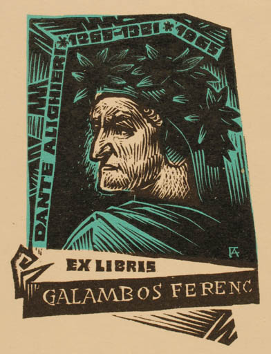 Exlibris by Antal Fery from Hungary for Galambos Ferenc - Portrait 