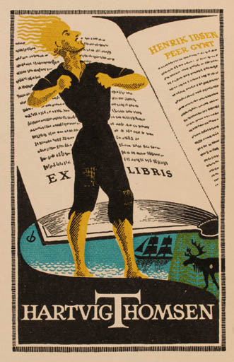 Exlibris by Christian Blæsbjerg from Denmark for Hartvig Thomsen - Book Man 