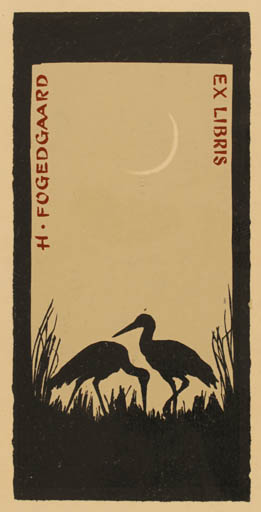 Exlibris by Inge Faurtoft from Denmark for Helmer Fogedgaard - Fauna Bird 