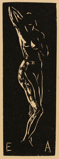 Exlibris by ? ? from Unknown for ? E.A - Woman 