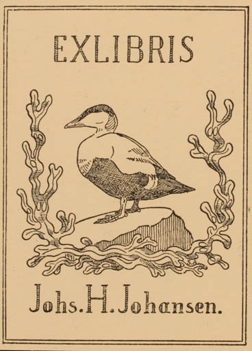 Exlibris by Stig Aagesen from Denmark for Johs. H. Johansen - Fauna 