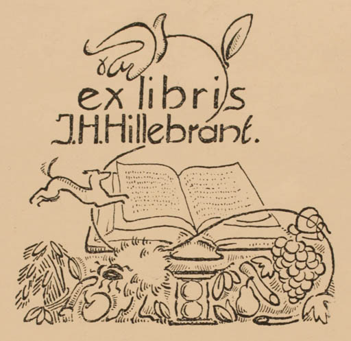 Exlibris by ? ? from Belgium for J.H. Hillebrant - Book 