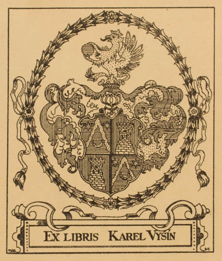 Exlibris by ? B.K. from Czechoslovakia for Karel Vysin - Heraldry 