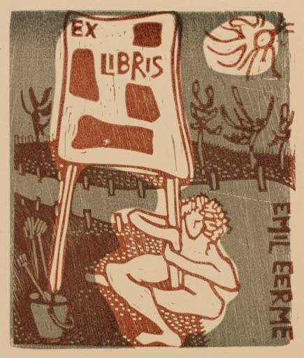 Exlibris by Maria Elisa Leboroni from Italy for Emil Eerme - Abstract 