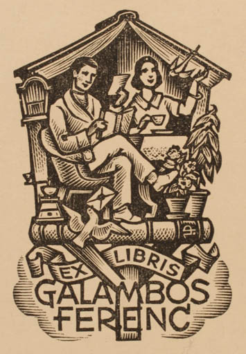 Exlibris by Istvàn Drahos from Hungary for Galambos Ferenc - Interior Couple 