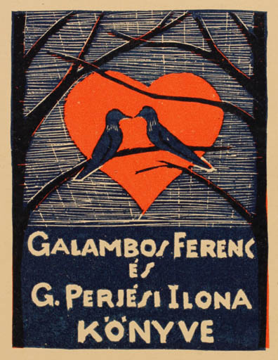 Exlibris by Svend Aage Mollerup from Denmark for Galambos Ferenc - Bird 