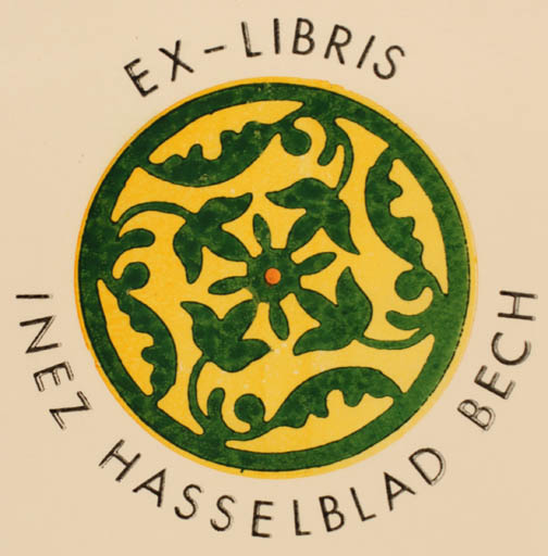 Exlibris by Flemming Bech from Denmark for Inez Hasselblad-Bech - Flora Ornament 