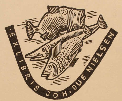 Exlibris by Hermann Huffert from Germany for Johan Due Nielsen - Fish 