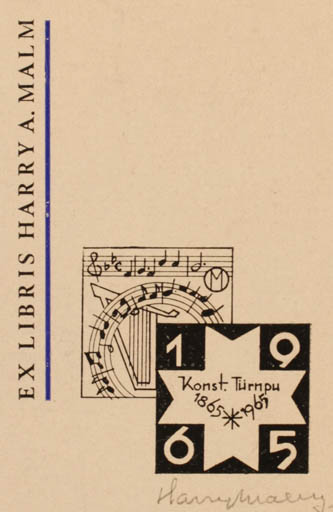 Exlibris by Harry A. Malm from Estonia for Harry A. Malm - Text/Writing 