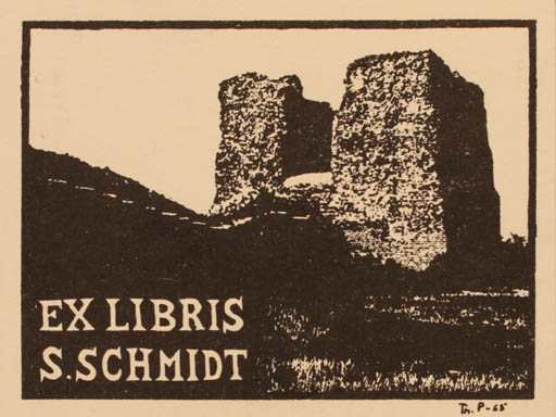 Exlibris by Thomas Pedersen from Denmark for S Schmidt - Castle/Palace Ruin 