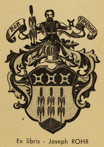 Exlibris by A Krefeli from Unknown for Joseph Rohr - Heraldry 