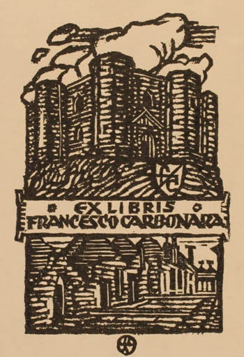 Exlibris by V Feil from Unknown for Francesco Carbonara - City 