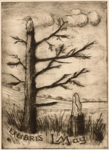 Exlibris by Lorentz May from Denmark for Lorentz May - Flora Scenery/Landscape Tree 