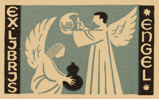 Exlibris by Poul Petersen from Denmark for Ella Engel - Angel 