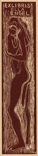 Exlibris by Muggi Wille Nielsen from Denmark for Ella Engel - Child Woman Nude 