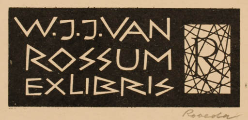 Exlibris by Roland Roveda from Austria for W. J. J. van Rossum - Text/Writing 