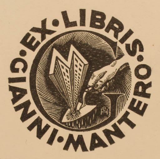 Exlibris by Ernest Huber from Belgium for Gianni Mantero - Working 