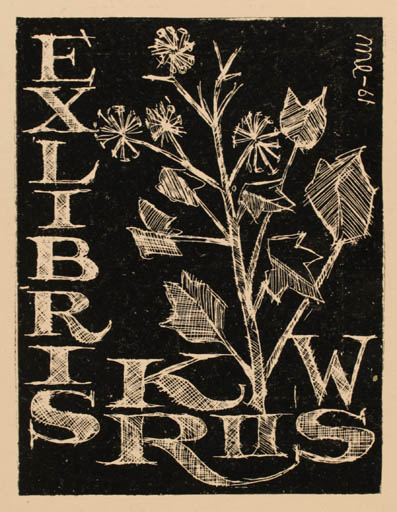 Exlibris by Mogens Eilertsen from Denmark for Kaj Welsch Riis - Flora 