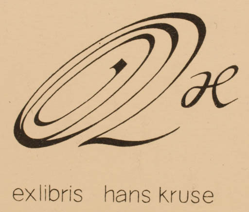 Exlibris by Roland Roveda from Austria for Hans Kruse - Abstract Text/Writing 