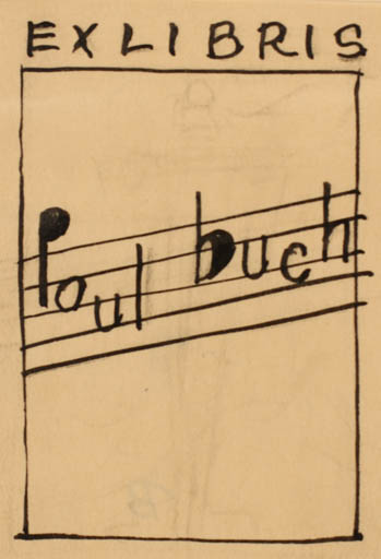 Exlibris by Alexander Secher from Denmark for Poul Buch - Music 