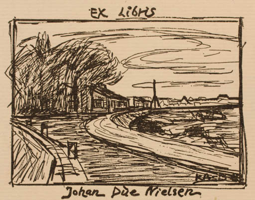 Exlibris by K.A. Borchenius from Denmark for Johan Due Nielsen - Scenery/Landscape 