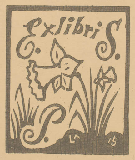 Exlibris by Lorentz May from Denmark for E.S. Petersen - Flower Flora 