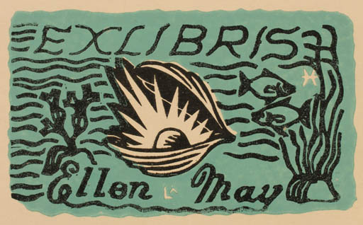 Exlibris by Lorentz May from Denmark for Ellen May - Fish Maritime 