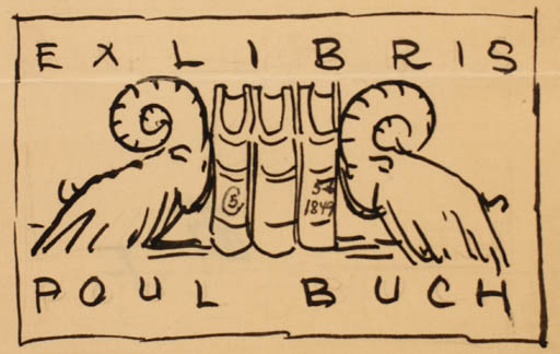 Exlibris by Alexander Secher from Denmark for Poul Buch - Book Fauna 