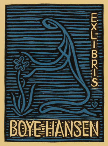 Exlibris by Chr. W. Bauditz from Denmark for ? Boye-Hansen - Flower Woman 