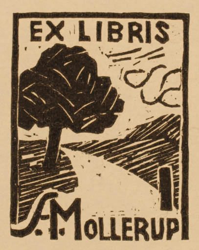 Exlibris by Svend Aage Mollerup from Denmark for Svend Aage Mollerup - Scenery/Landscape Tree 