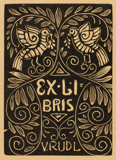 Exlibris by M. D. Gjuric from Czechoslovakia for Vaclav Rudl - Bird Ornament 