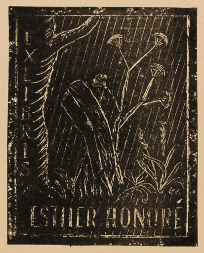 Exlibris by Lorentz May from Denmark for Esther Honore - Flora 