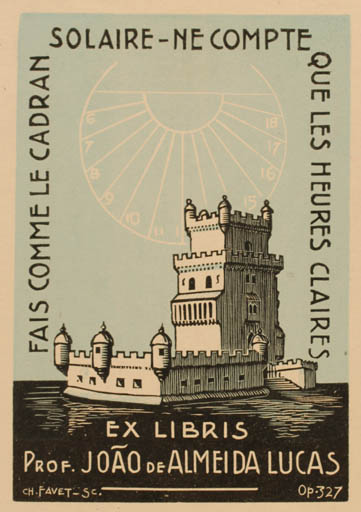 Exlibris by Charles Favet from France for Prof. Joáo de Almeida Lucas - Castle/Palace 