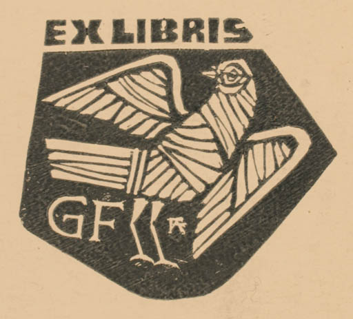 Exlibris by Antal Fery from Hungary for ? G.F. - Bird 