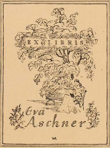 Exlibris by ? ? from Germany for Eva Aschner - Woman Tree 