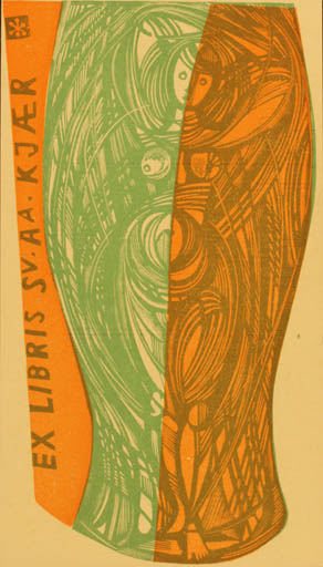 Exlibris by Frantisek Belohlavek from Czechoslovakia for Svend Aage Kjær - Woman 